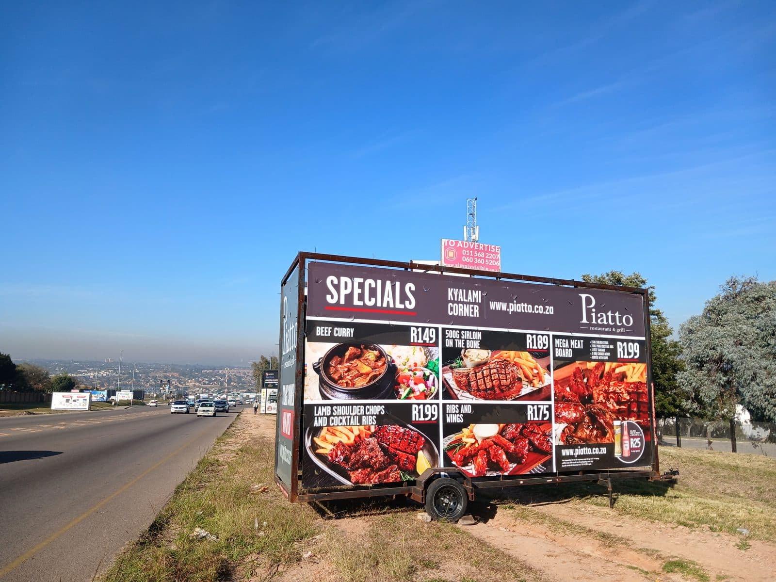 Crestview Manor new development billboard on a Simply Visible trailer outside a Midrand shopping centre